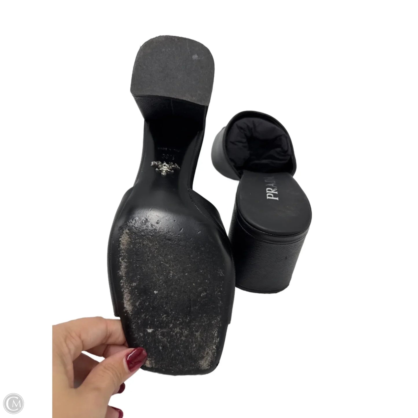 Sandals Luxury Designer By Prada In Black, Size: 9.5 (39.5)