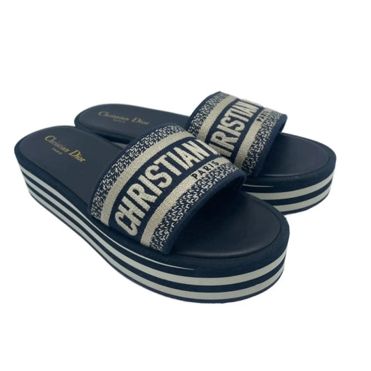 Christian Dior Dway Platform Designer Luxury Slides, Size: 8