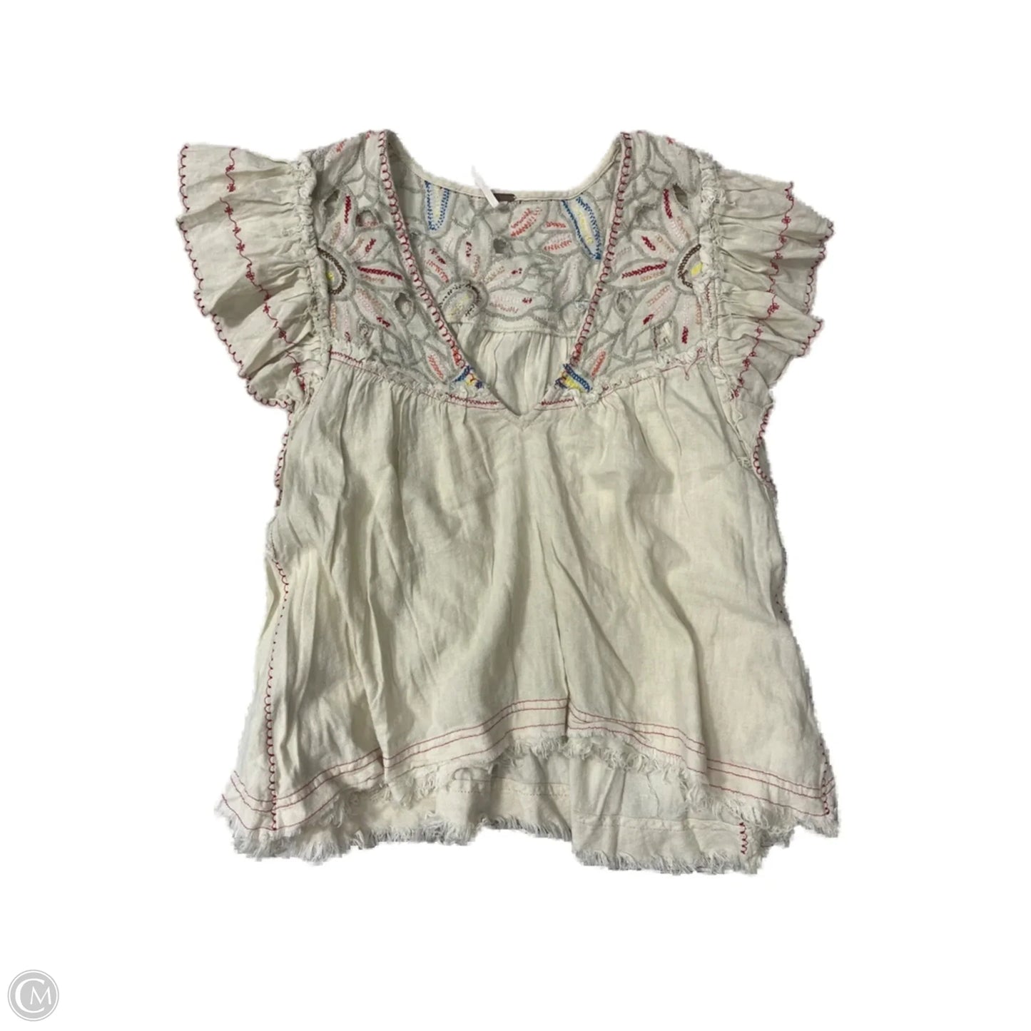 Top Short Sleeve By Free People In Cream, Size: M