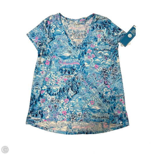 Top Short Sleeve Designer By Lilly Pulitzer In Blue, Size: L