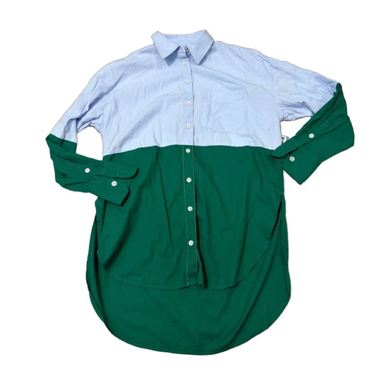 Blouse Long Sleeve By Maeve In Blue & Green, Size: Xxs