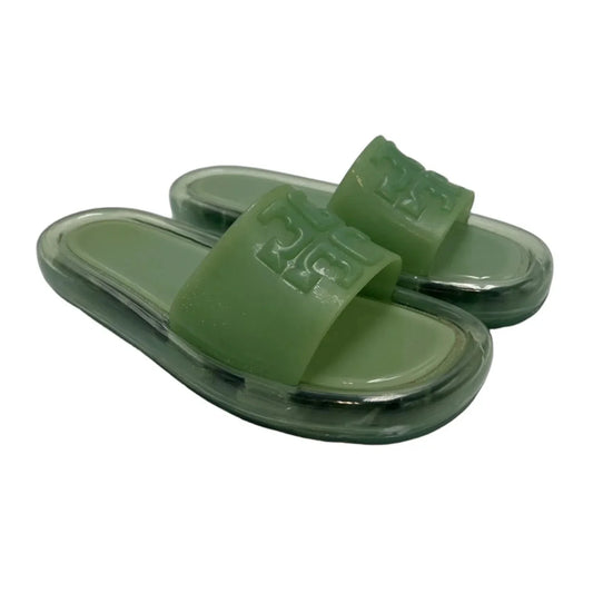 Tory Burch Bubble Slides Designed Sandals In Green, Size: 6