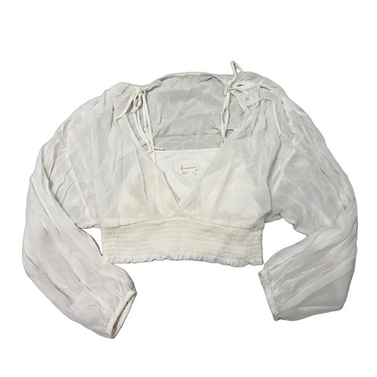 Top Long Sleeve By Anthropologie In White, Size: M
