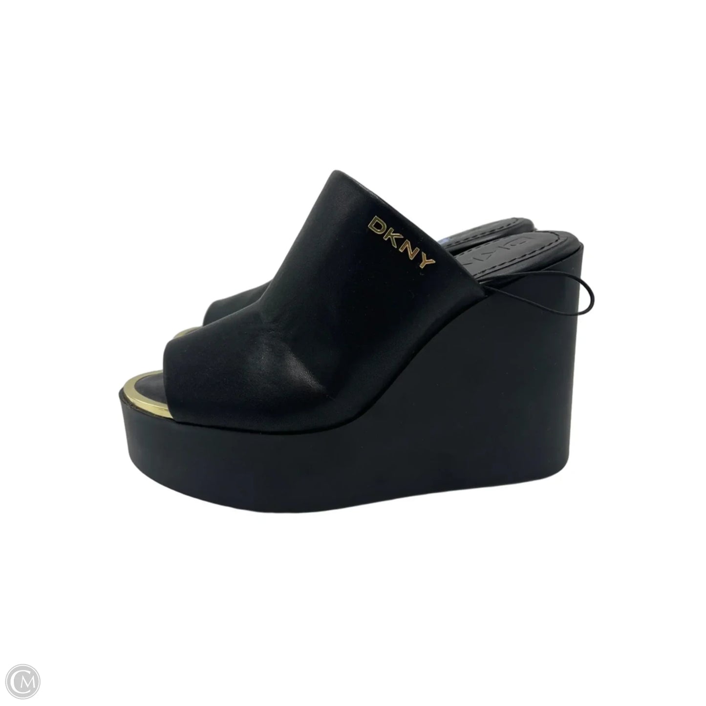 Shoes Heels Wedge By DKNY In Black & Gold, Size: 8.5
