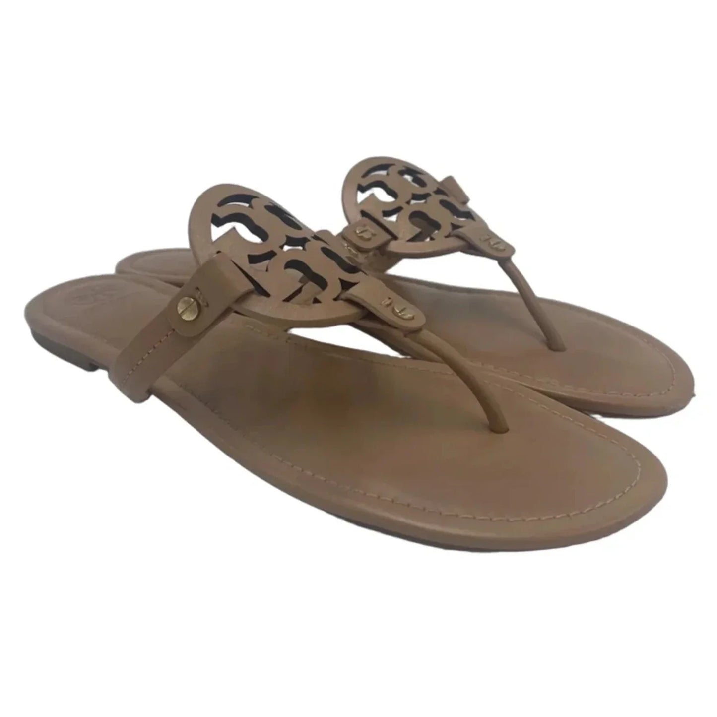 Tory Burch Miller Designer Sandals In Tan, Size: 13