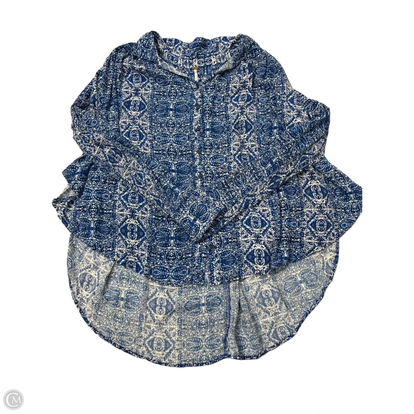 Top Long Sleeve By Free People In Blue & White, Size: S