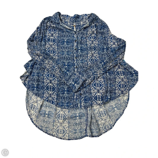 Top Long Sleeve By Free People In Blue & White, Size: S
