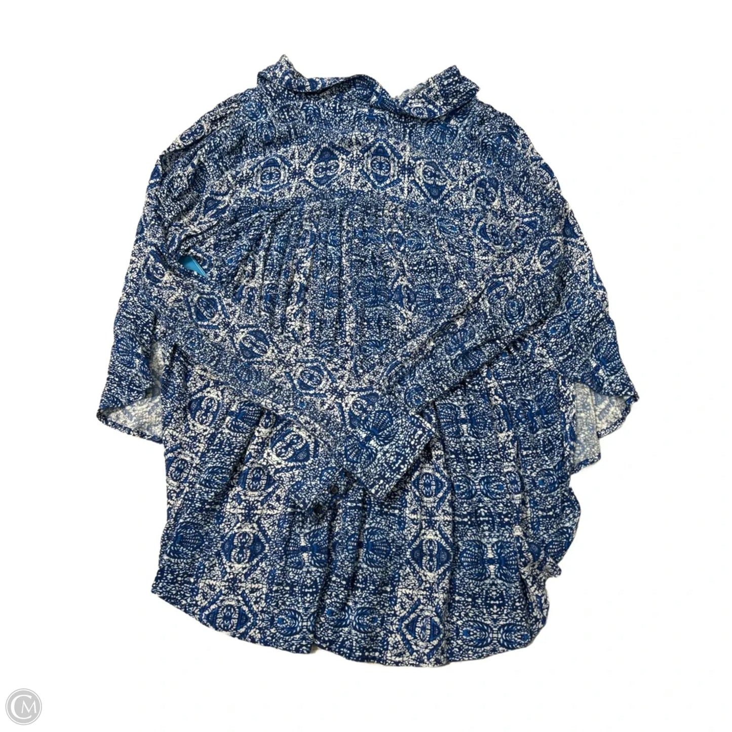 Top Long Sleeve By Free People In Blue & White, Size: S