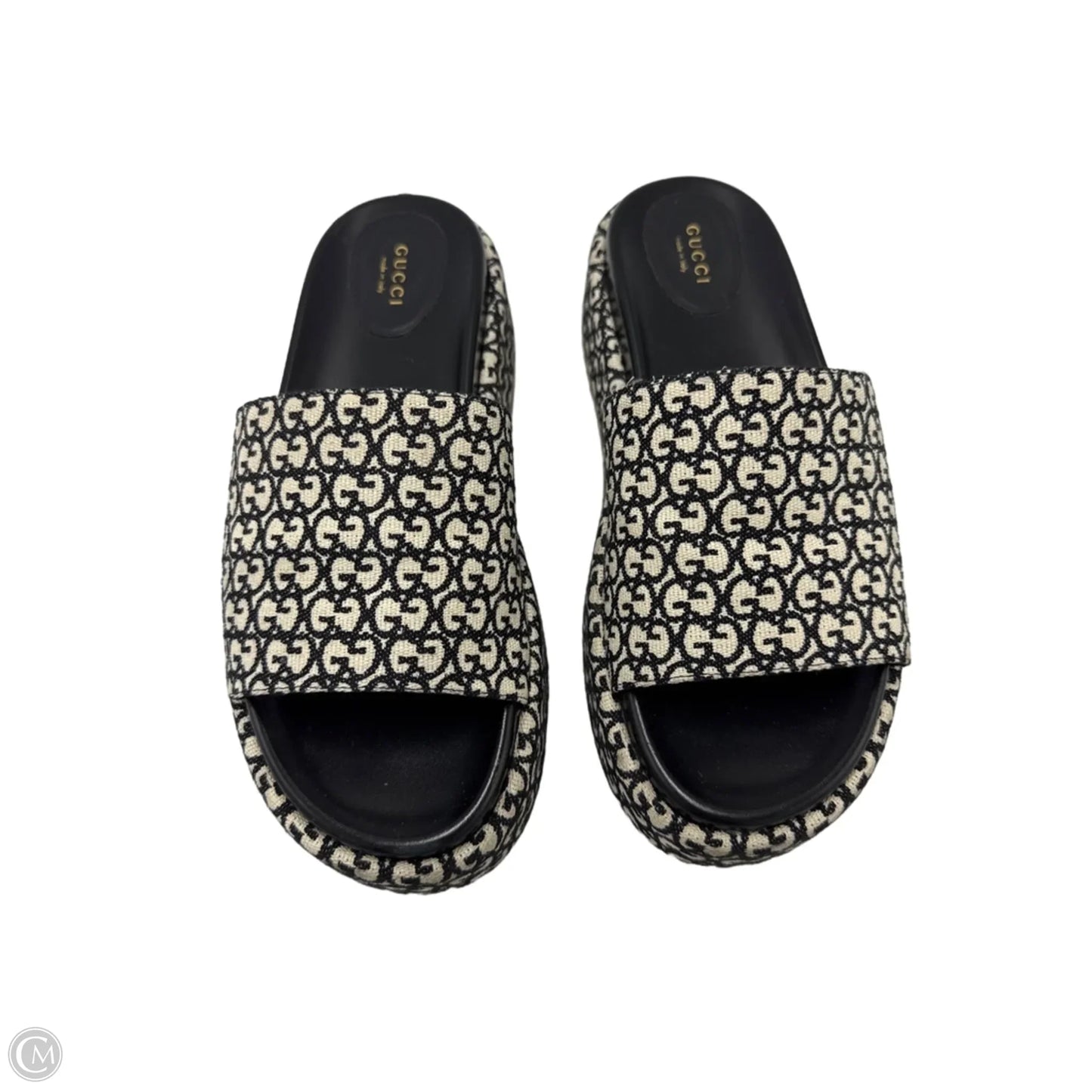 Sandals Luxury Designer By Gucci In Black & White, Size: 12