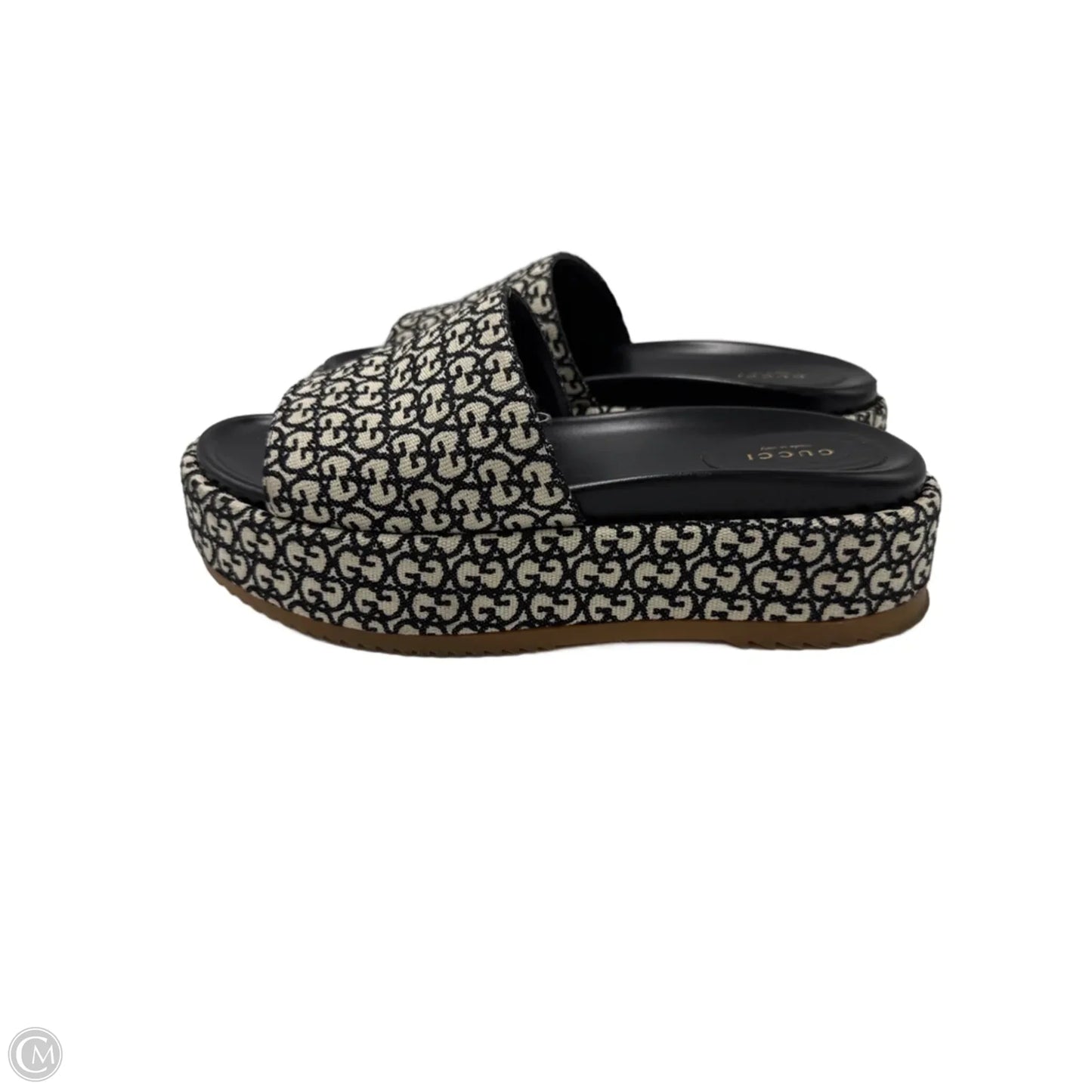 Sandals Luxury Designer By Gucci In Black & White, Size: 12