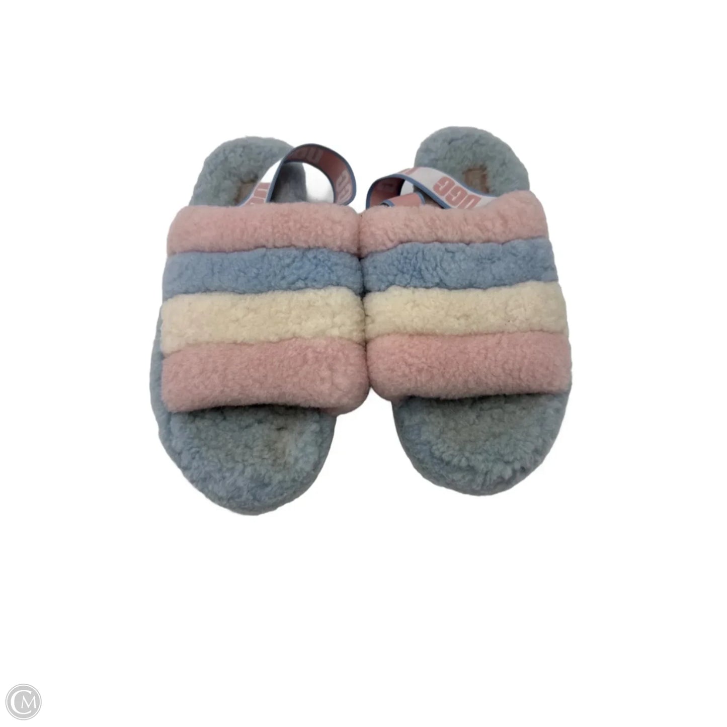 Slippers Designer By UGG In Blue & Pink, Size: 10