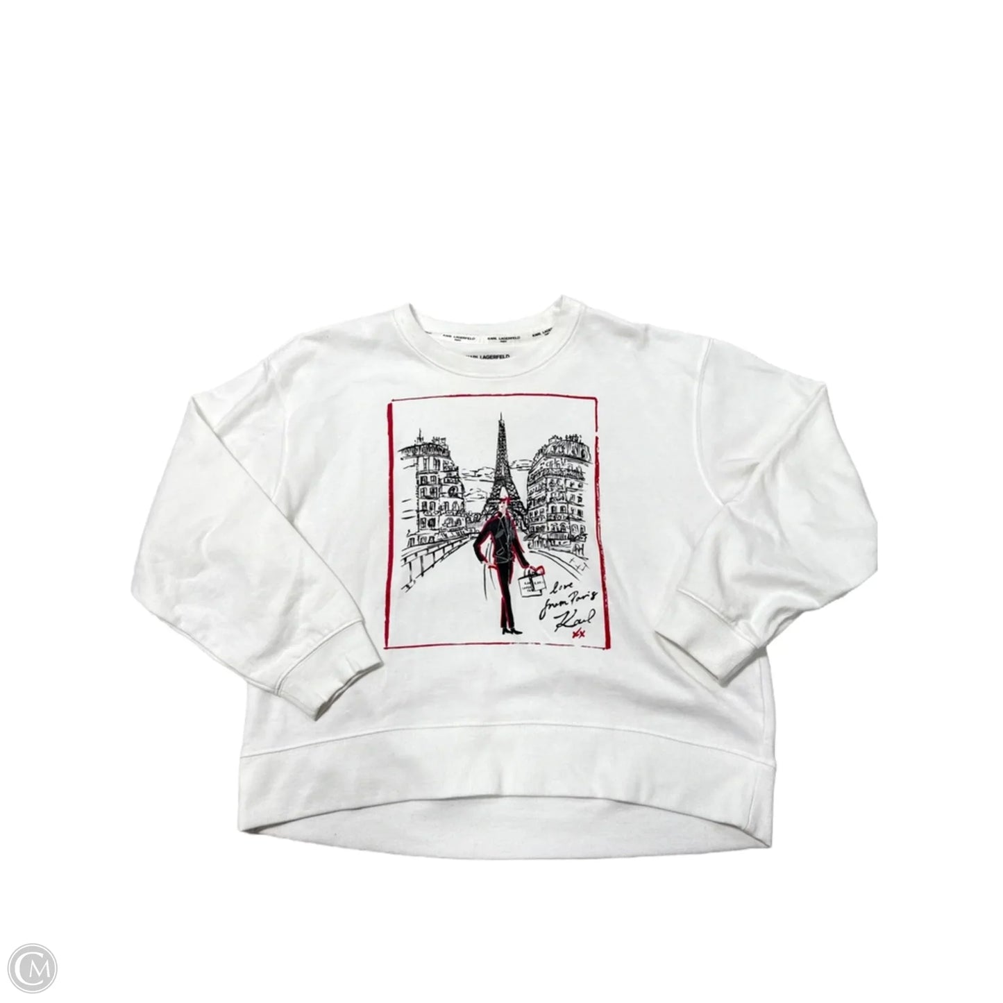 Top Long Sleeve Designer By Karl Lagerfeld In White, Size: L