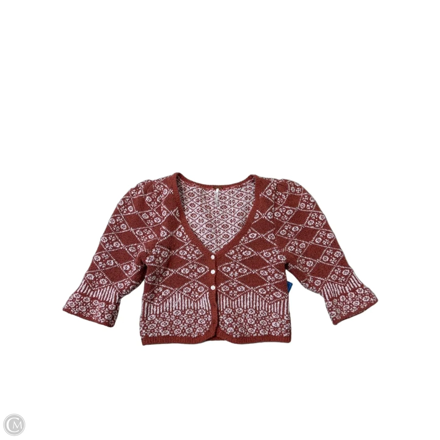 Sweater Cardigan By Free People In Orange & White, Size: S