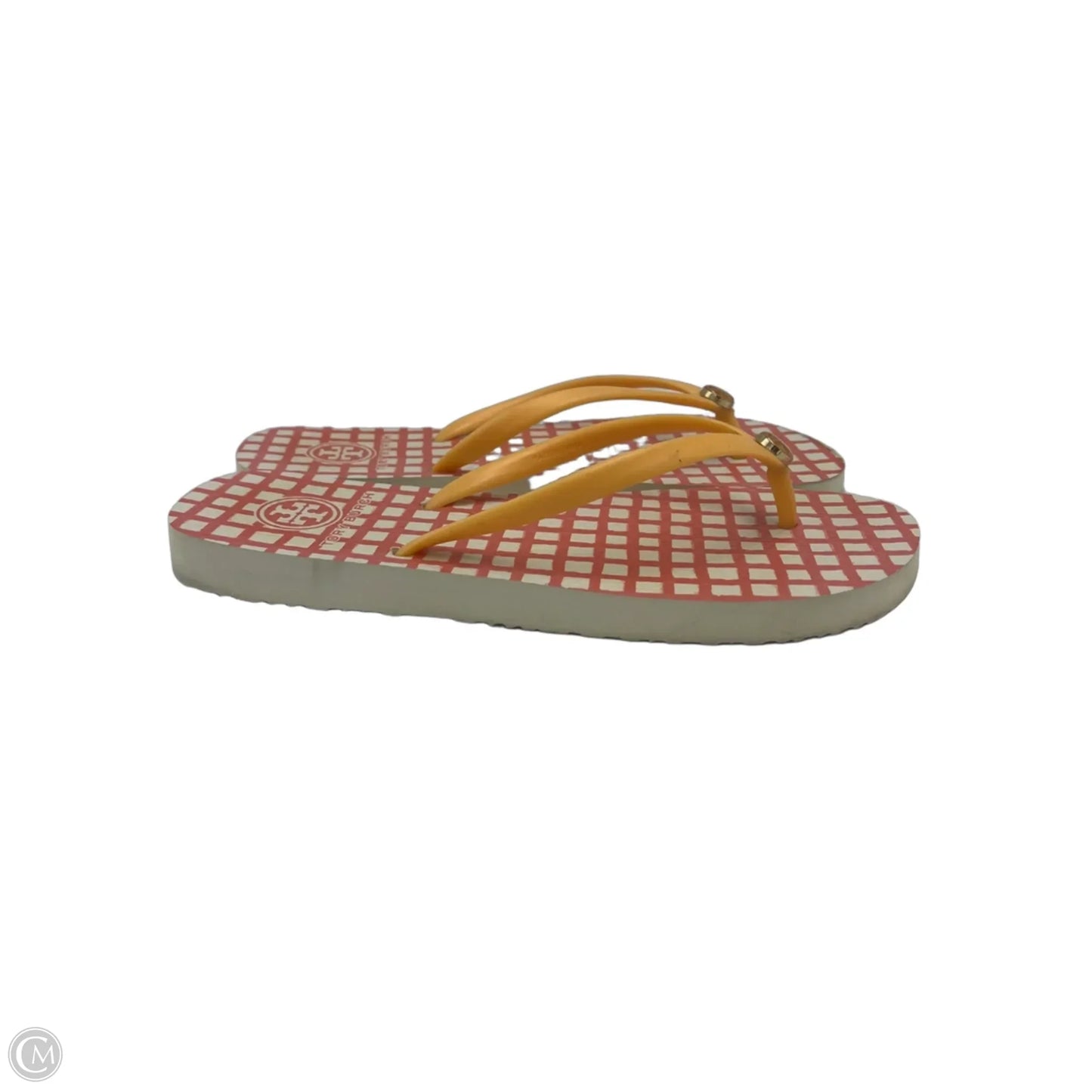 Sandals Designer By Tory Burch In Orange & White, Size: 7