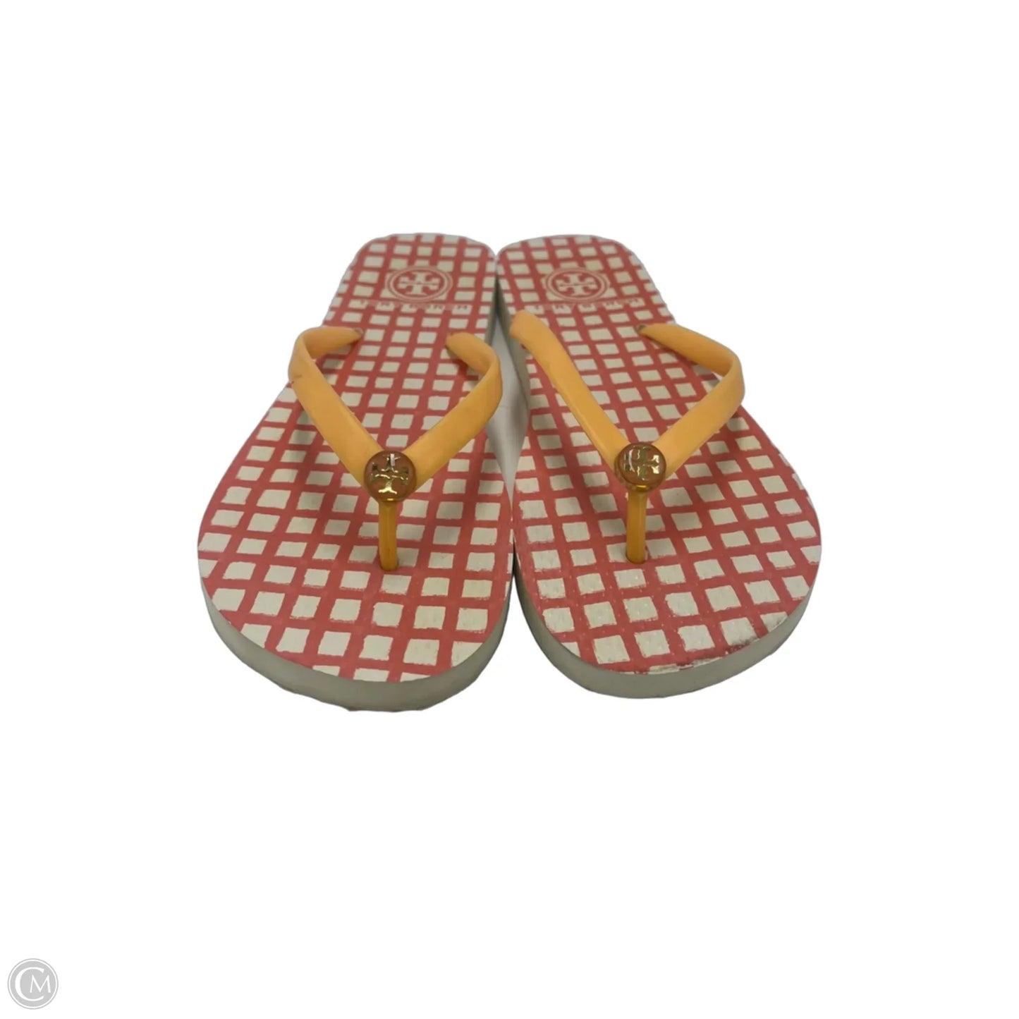 Sandals Designer By Tory Burch In Orange & White, Size: 7
