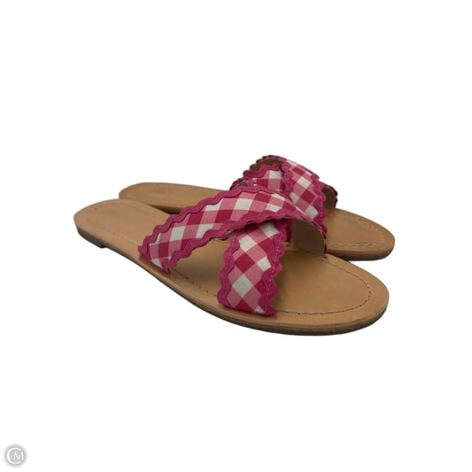 Sandals Flats By Draper James In Pink & White, Size: 8.5