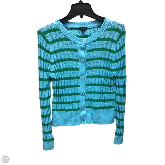 Sweater Cardigan By Talbots In Striped Pattern, Size: M
