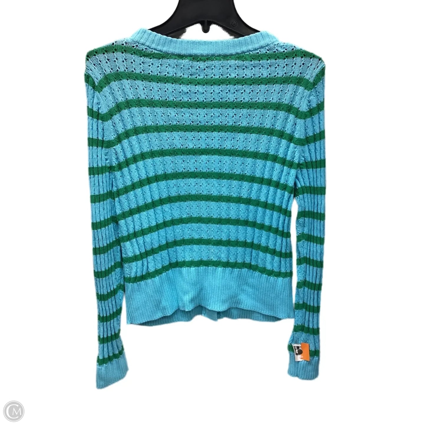 Sweater Cardigan By Talbots In Striped Pattern, Size: M