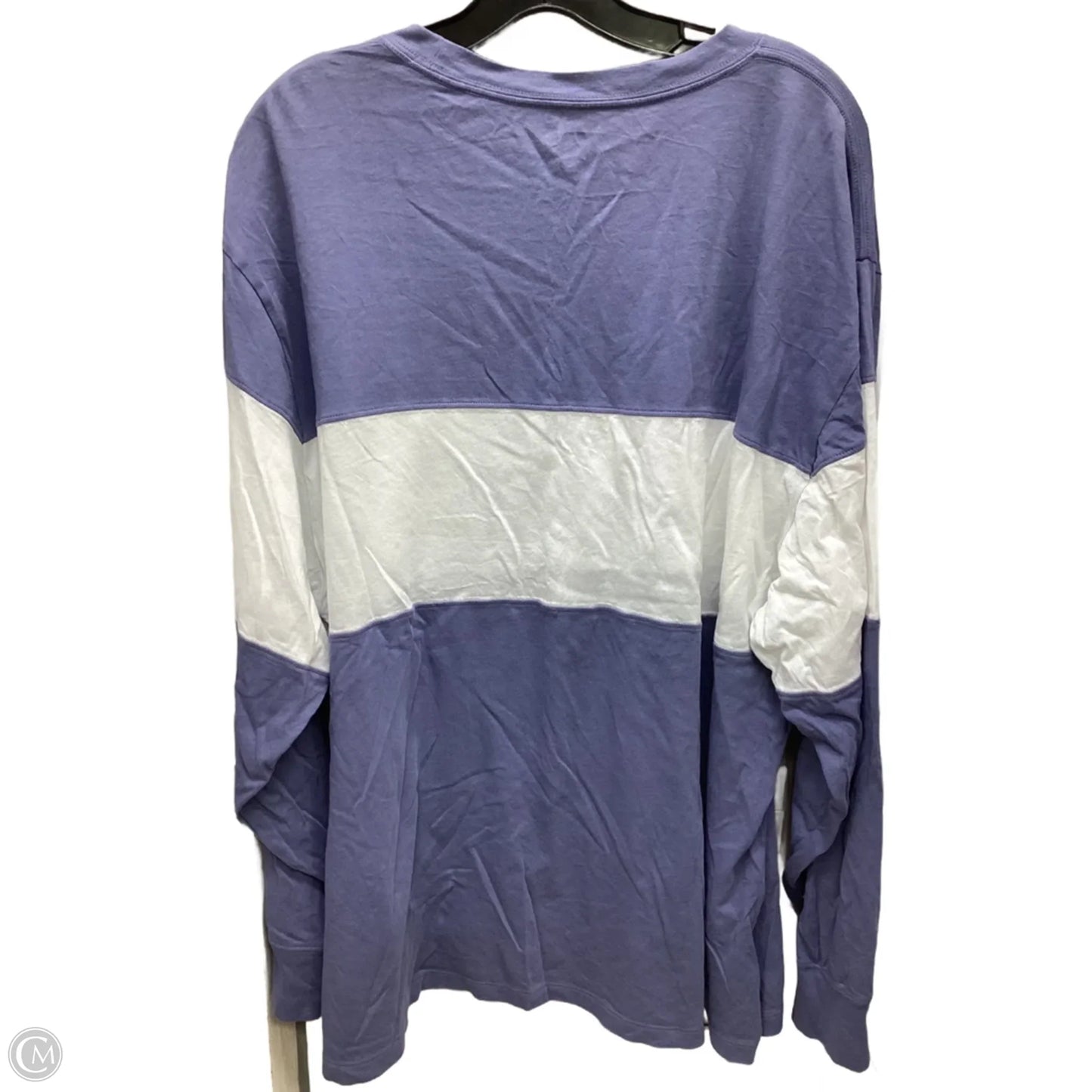 Top Long Sleeve Basic By Pink In Blue & White, Size: Xxl