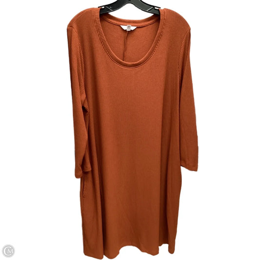 Dress Casual Midi By Time And Tru In Orange, Size: Xxl