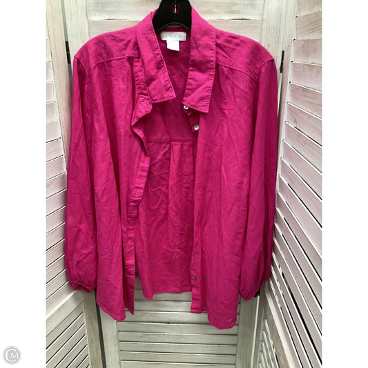 Blouse Long Sleeve By Cynthia Rowley In Pink, Size: 1x