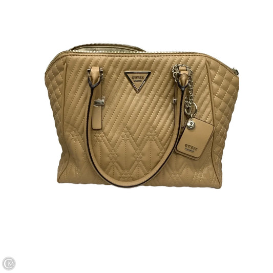 Handbag Leather By Guess, Size: Large