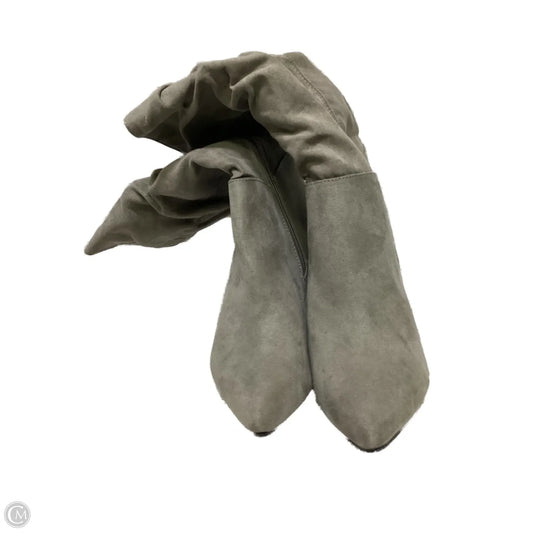 Boots Mid-calf Heels By Bamboo In Grey, Size: 8