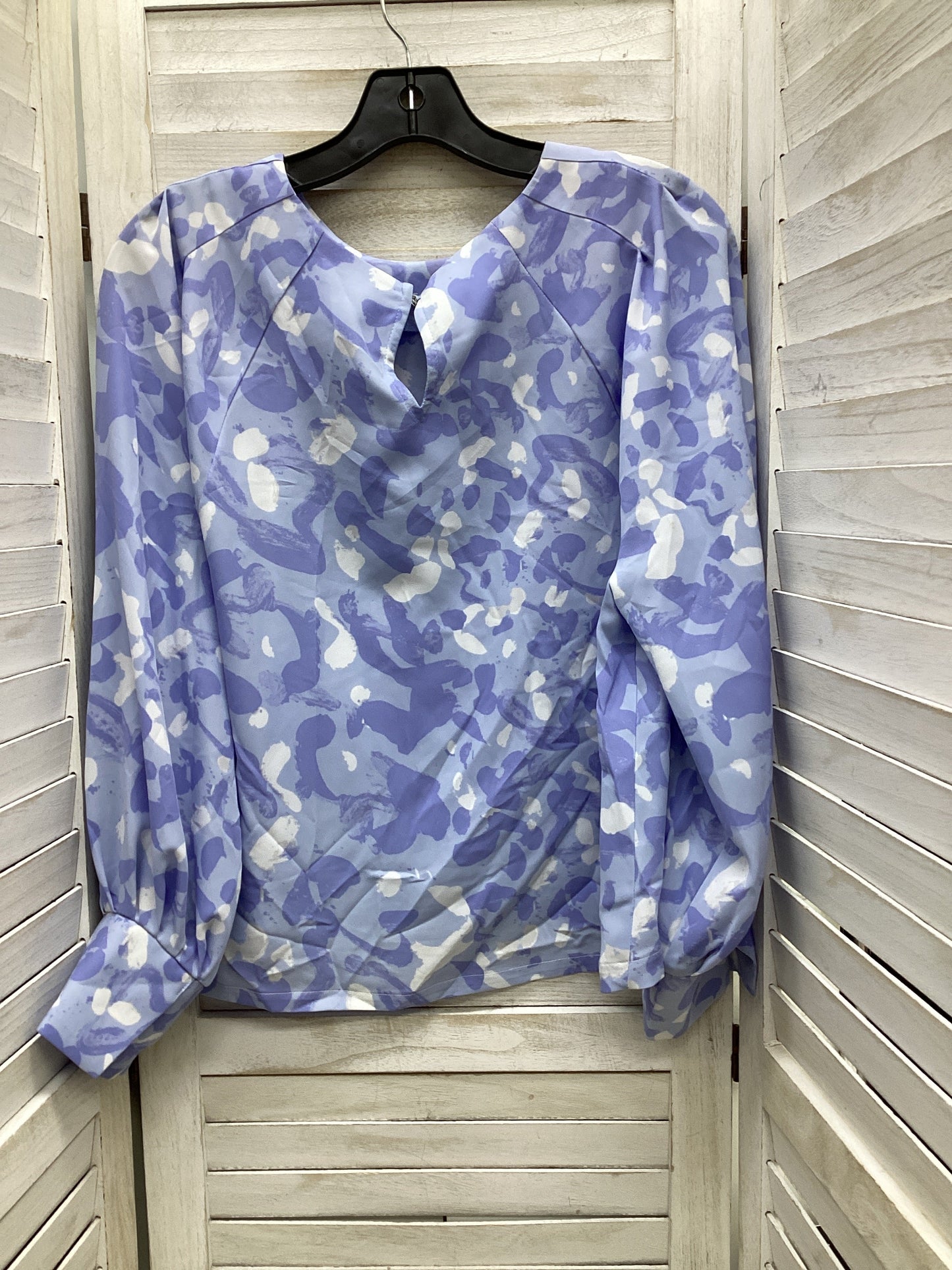 Blouse Long Sleeve By Nine West Apparel In Blue & White, Size: S
