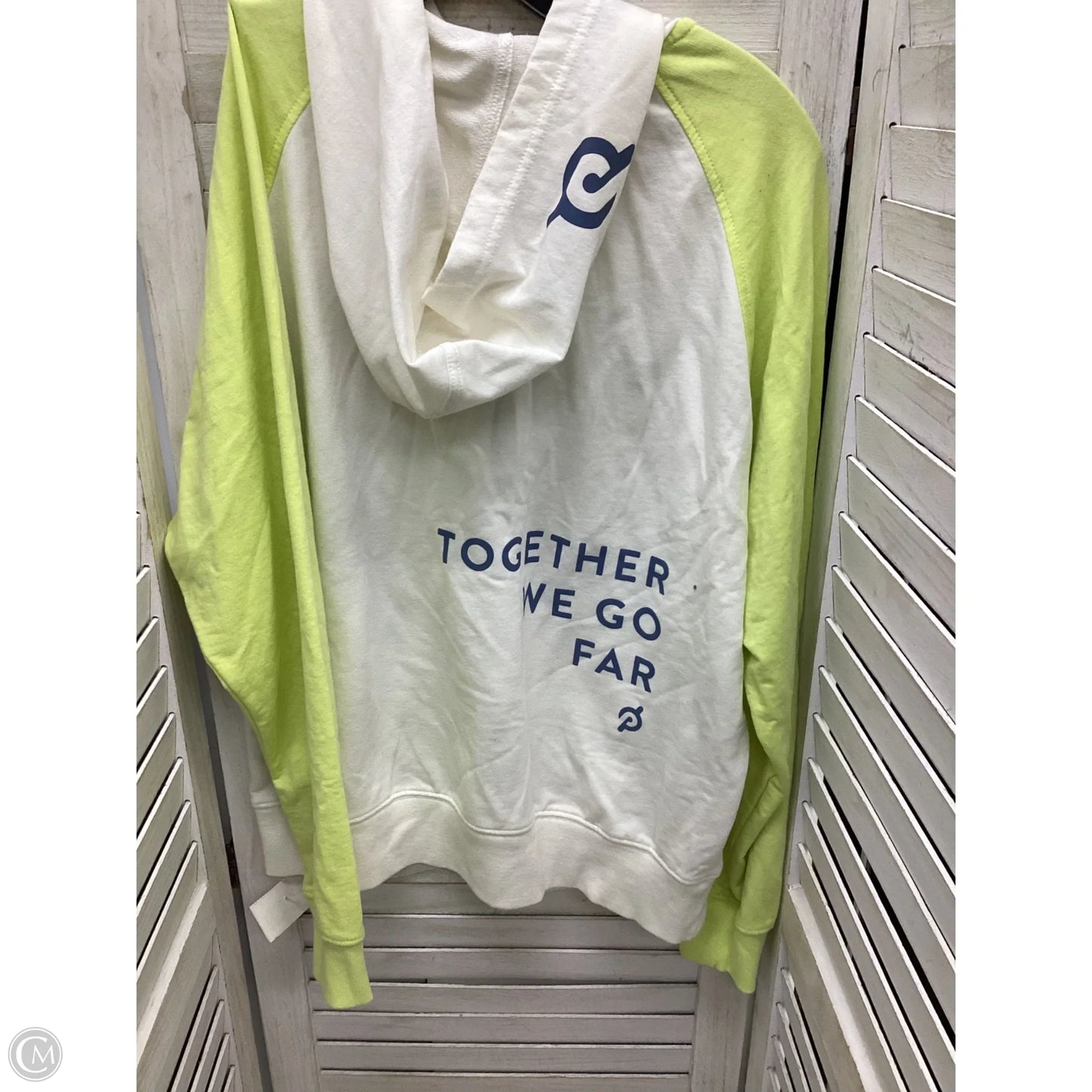 Sweatshirt Hoodie By Pendleton In White & Yellow, Size: S