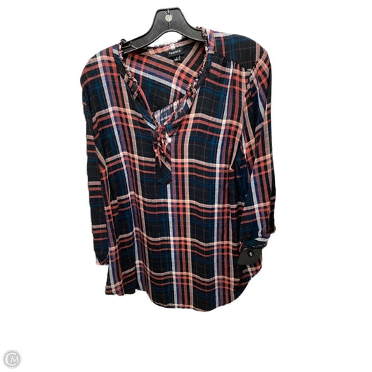 Top 3/4 Sleeve By Torrid In Plaid Pattern, Size: 1x