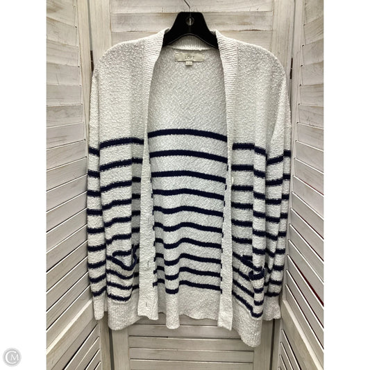 Sweater Cardigan By Loft In Striped Pattern, Size: Xs