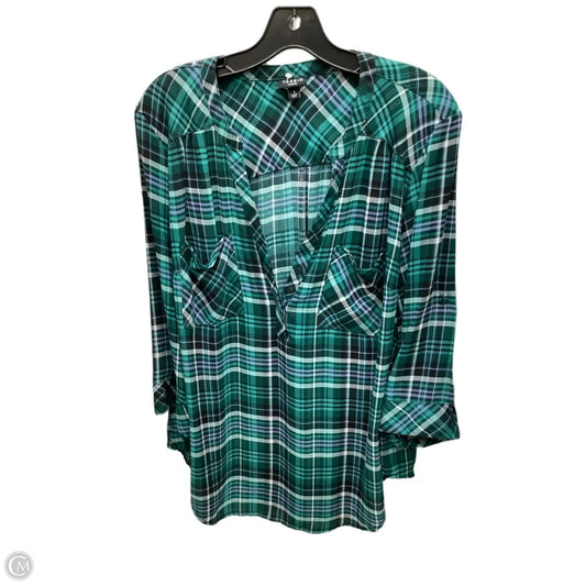 Blouse 3/4 Sleeve By Torrid In Plaid Pattern, Size: 1x