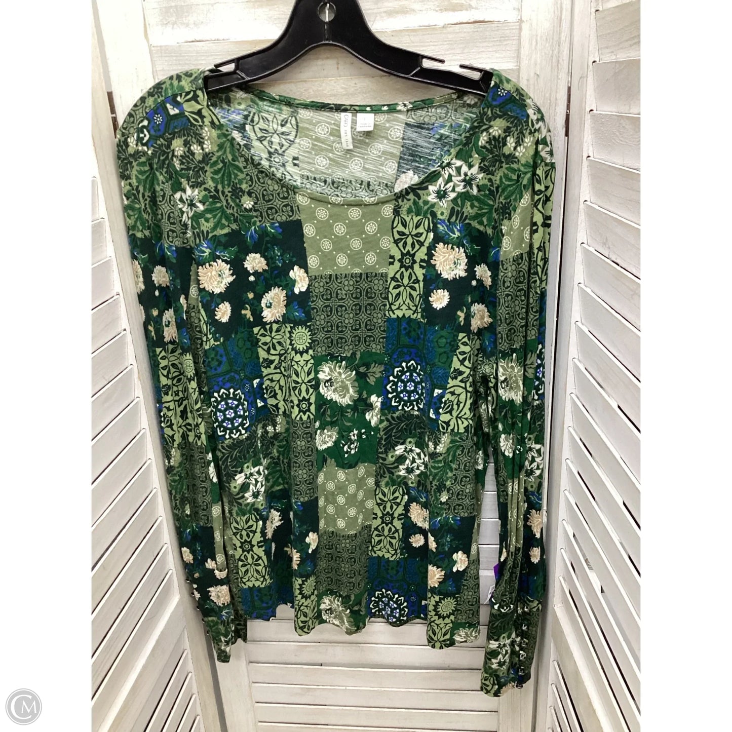 Top Long Sleeve By Cato In Green, Size: L