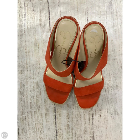 Sandals Heels Wedge By Jessica Simpson In Orange, Size: 7