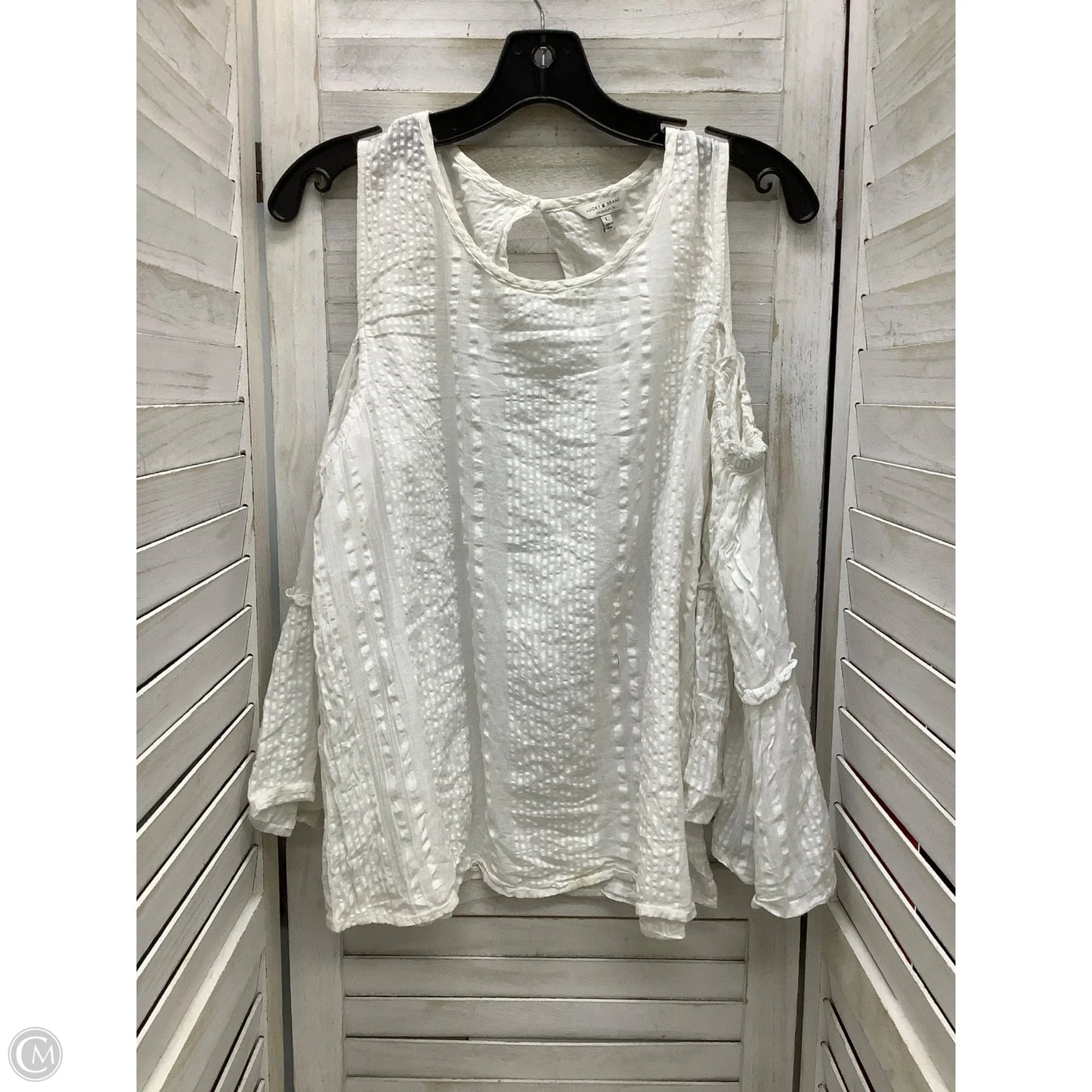 Top Long Sleeve By Lucky Brand In White, Size: L
