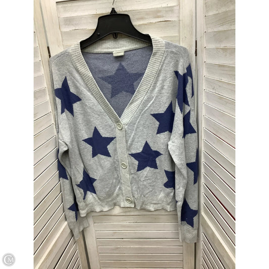 Cardigan By Clothes Mentor In Blue & Grey, Size: Xl