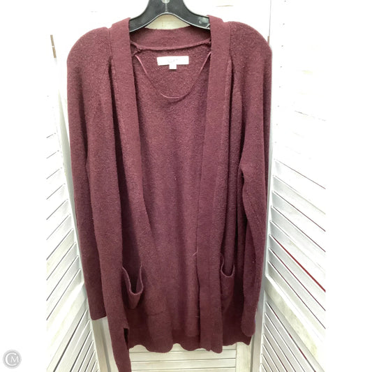 Sweater Cardigan By Loft In Maroon, Size: Xl