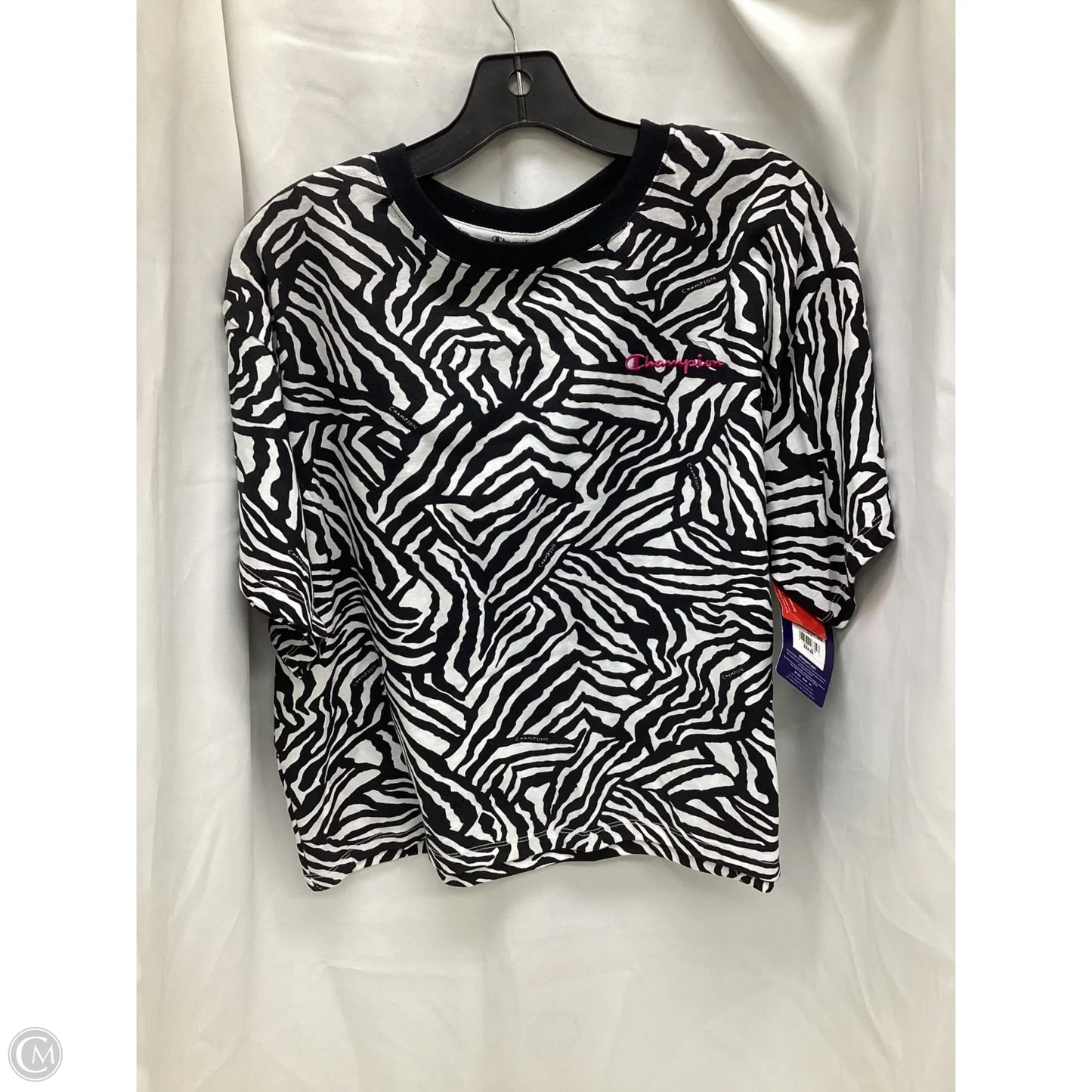 Top Short Sleeve By Champion In Zebra Print, Size: Xl