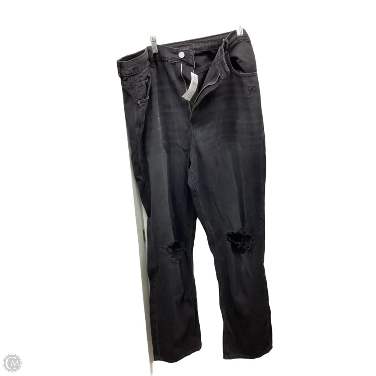 Jeans Straight By American Eagle In Black Denim, Size: 18