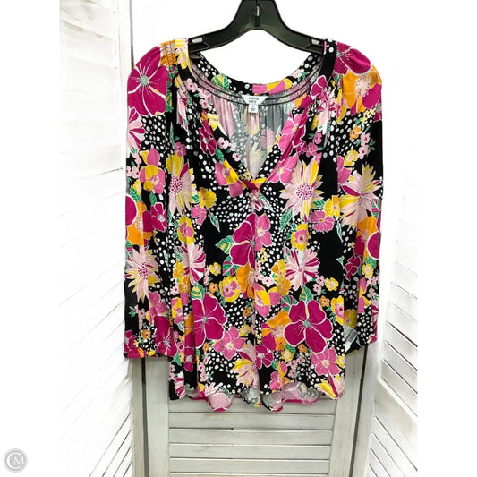 Top Long Sleeve By Crown And Ivy In Floral Print, Size: L
