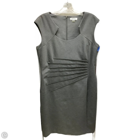 Dress Casual Midi By Calvin Klein In Grey, Size: 14