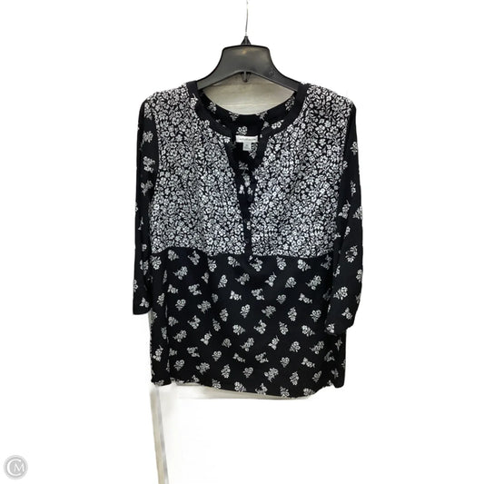 Top Long Sleeve By Croft And Barrow In Black & White, Size: Xl