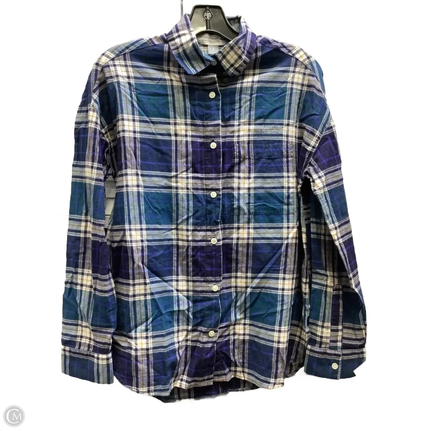 Top Long Sleeve By Old Navy In Plaid Pattern, Size: S