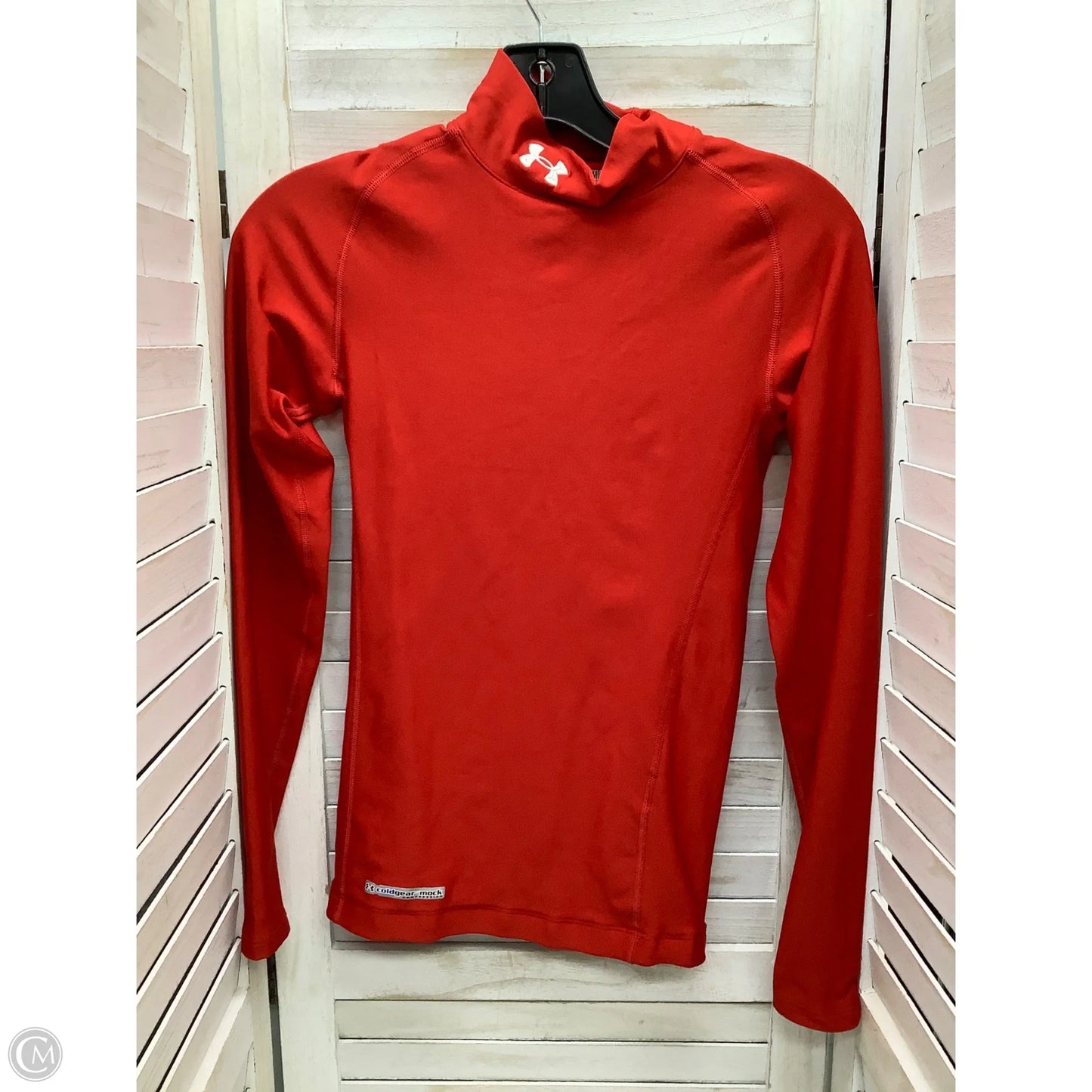 Athletic Top Long Sleeve Collar By Under Armour In Red, Size: S