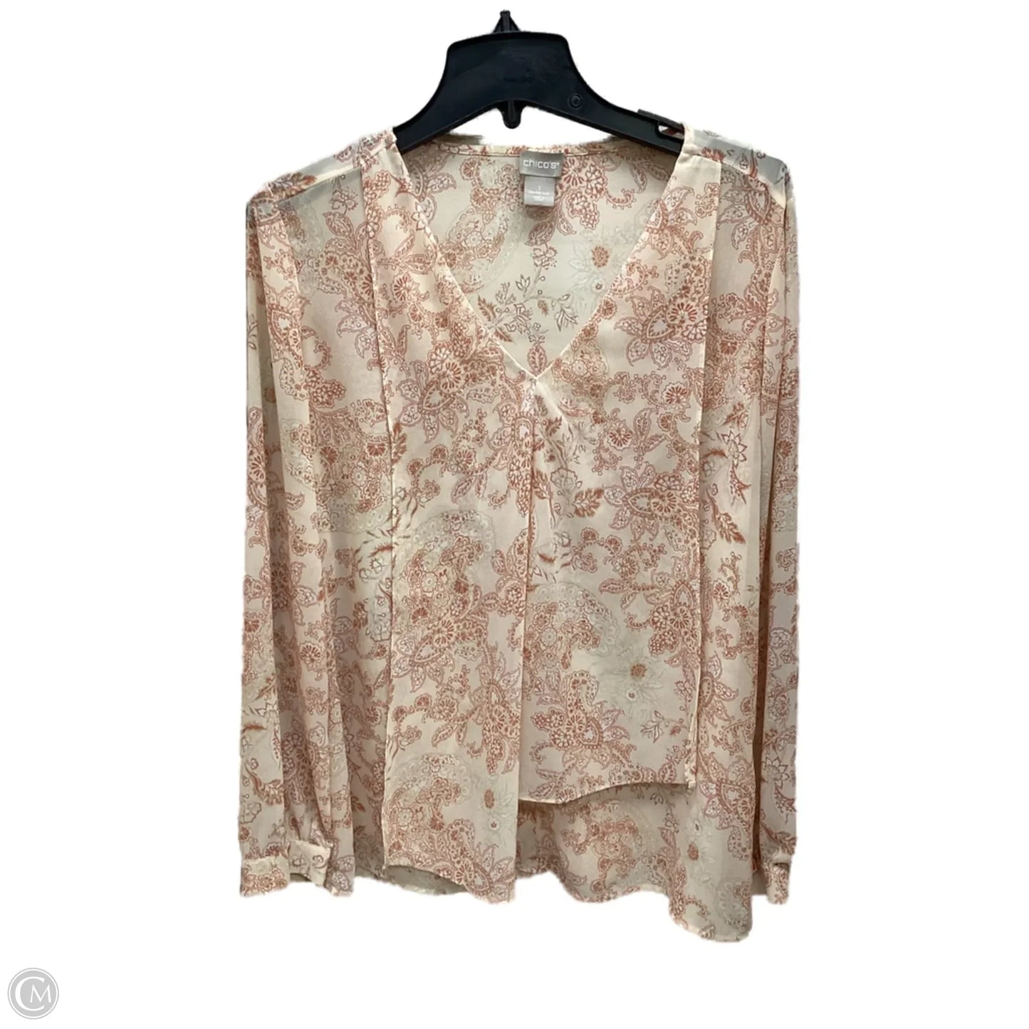 Top Long Sleeve By Chicos In Pink, Size: M