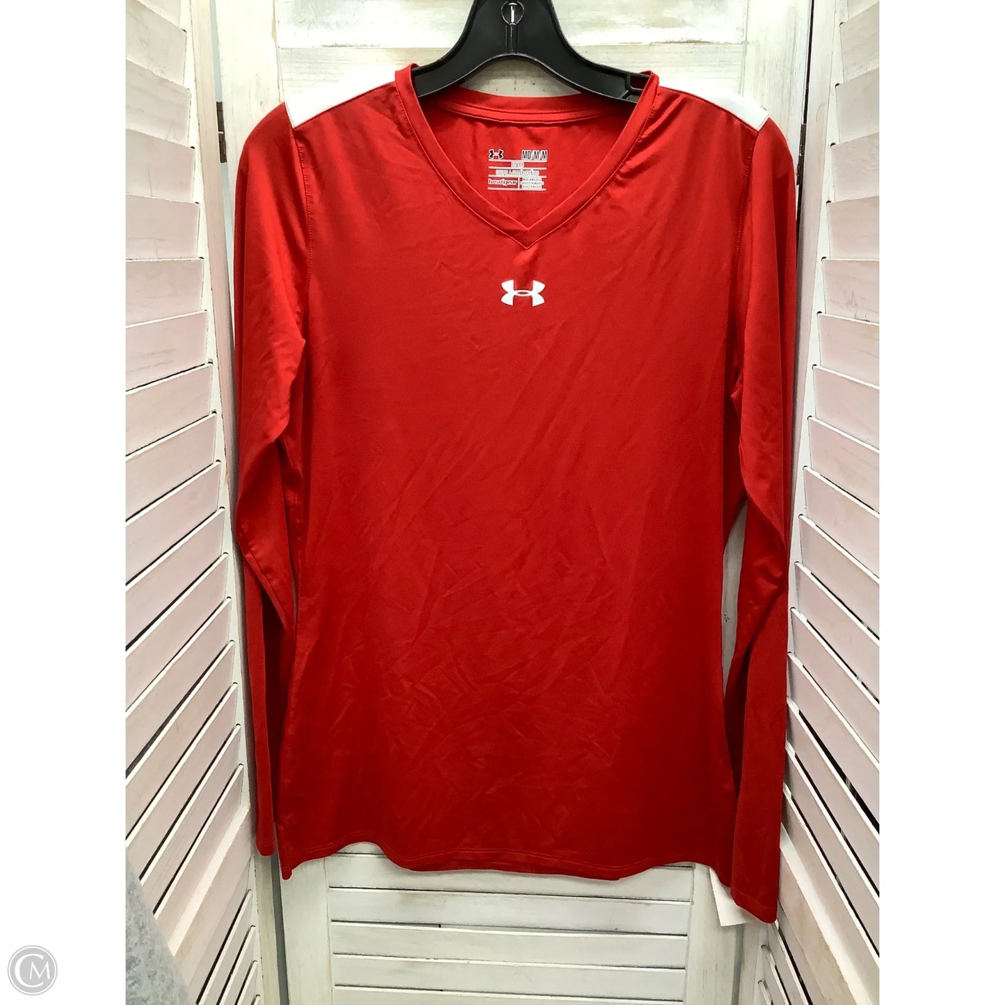 Athletic Top Long Sleeve Crewneck By Under Armour In Red, Size: M