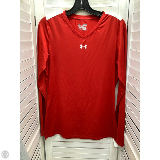 Athletic Top Long Sleeve Crewneck By Under Armour In Red, Size: M