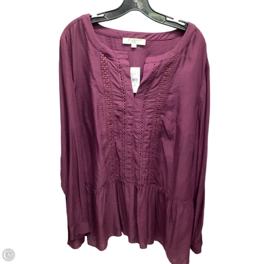 Top Long Sleeve By Loft In Purple, Size: 18