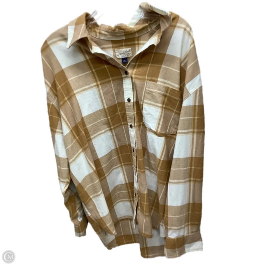 Top Long Sleeve By Universal Thread In Plaid Pattern, Size: Xxl