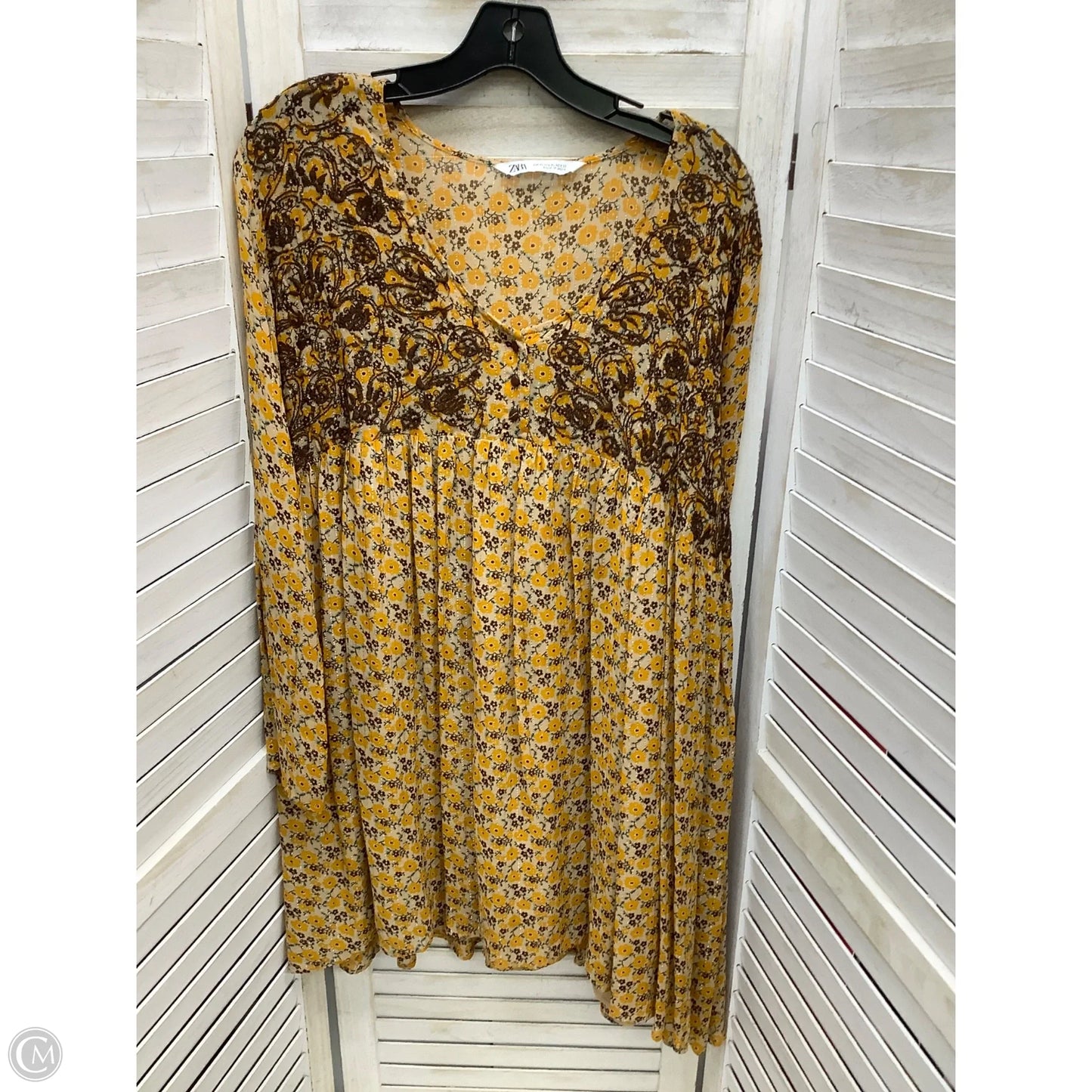 Dress Casual Midi By Zara In Floral Print, Size: Xl